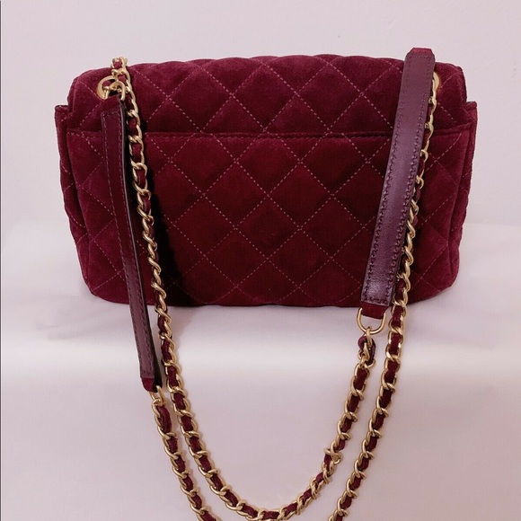 Michael Michael Kors Sloan plum Quilted Suede Large Chain Shoulder Bag - Picture 7 of 7